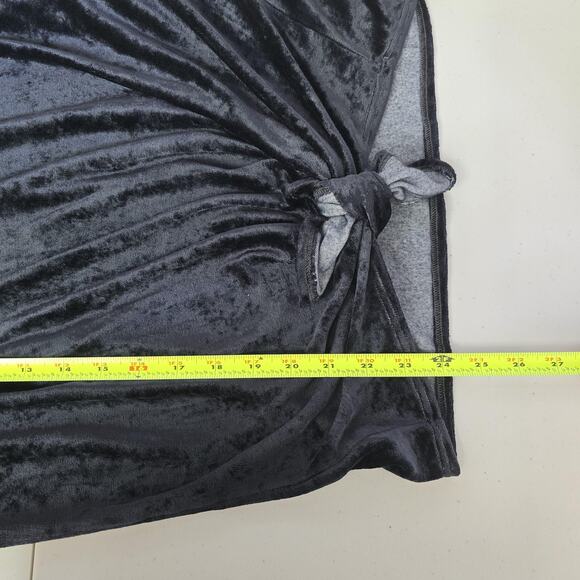 Stark X Top Womens XS Black Velvet Long Sleeve Front Tie Whimsigoth Minimalist - Picture 8 of 11